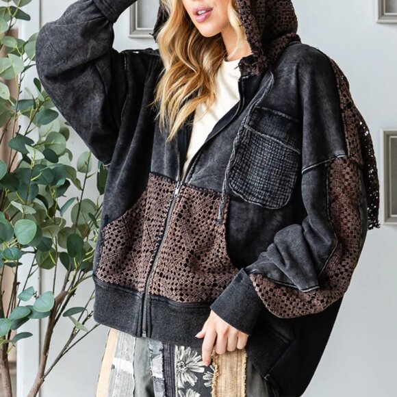 Oli & Hali Twisted Back Hoodie Zip up NEW Size Large - Picture 2 of 7